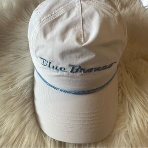 “Blue Bronco” Embroidered SnapBack White Cap